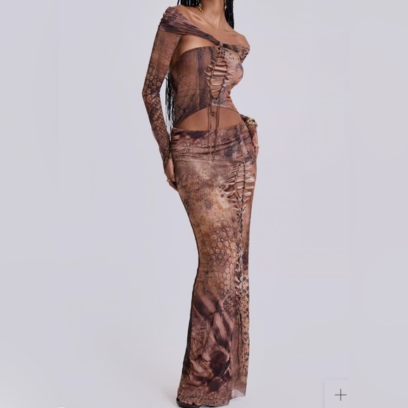 jaded london brown dress L'IDEE | WOMEN Black Tie Gown